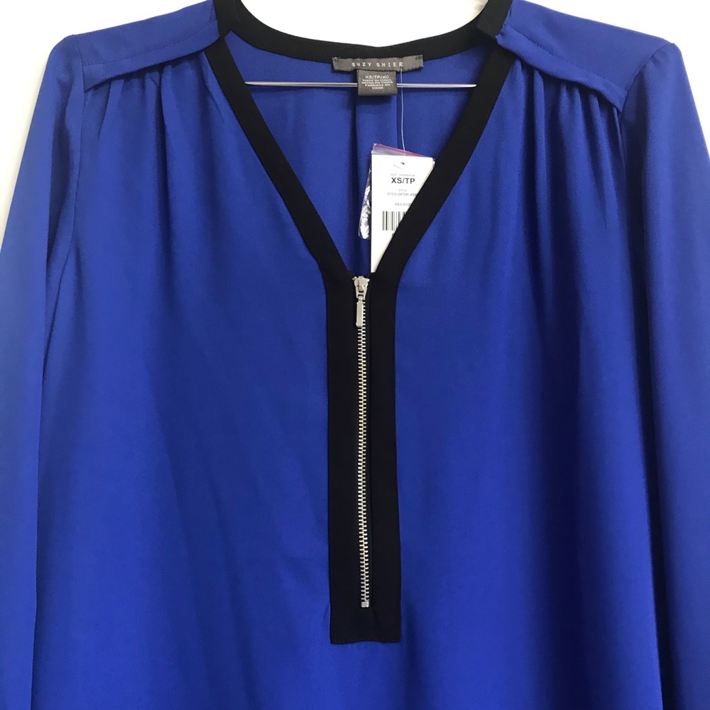 GORGEOUS ROYAL BLUE CHIFFON TOP - Picture 4 of 5